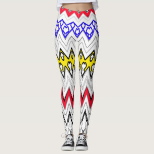 White background zigzag multi colour Legging desig