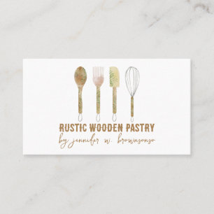 White Bakery Rustic cake decoration Business Card
