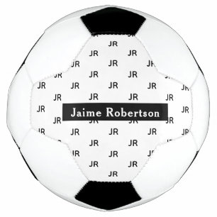 White Ball Custom Black Monogram  Soccer Football