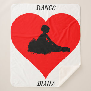White Ballerina blanket with a red heart.