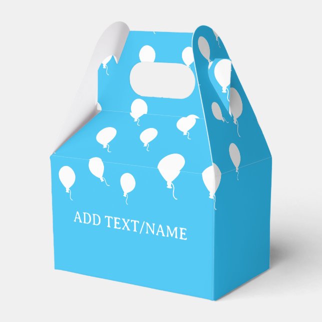 White Balloons on Pastel Blue Favor Box (Back Side)