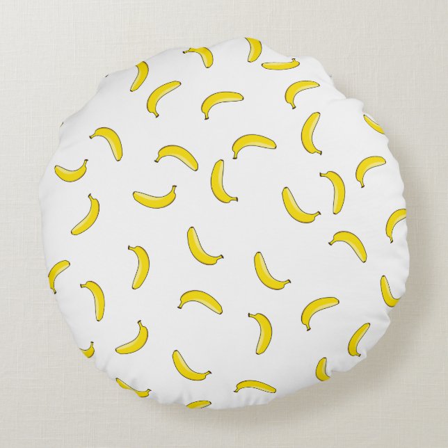 White Banana Round Pillow (Back)