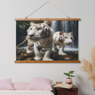 White Bangle Tigers Tapestry