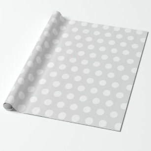 White & Barely Light Gray Medium Polka Dot Wedding Wrapping Paper