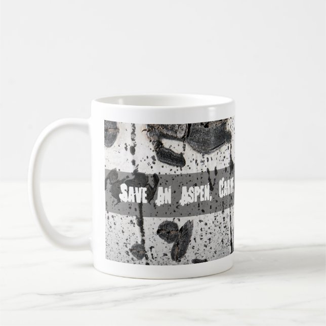 White Bark Quaking Aspen Tree Close-Up Photograph Coffee Mug (Left)