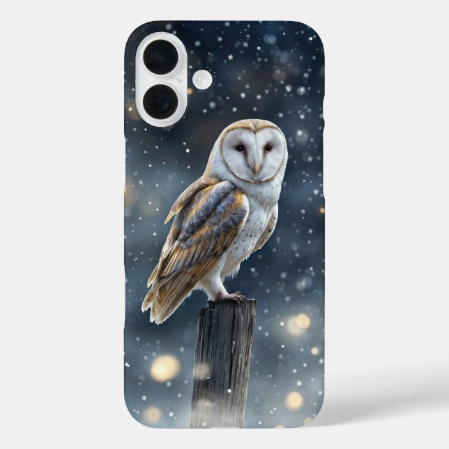 White Barn Owl Mystical in Snow Phone Case-Mate iPhone Case (Back)