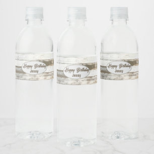 White barn wood rustic western country party favou water bottle label