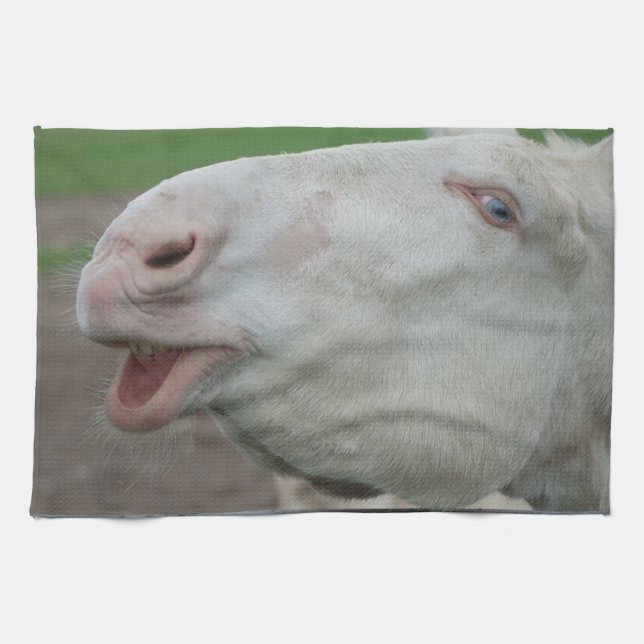 White Baroque Donkey Kitchen Towel (Horizontal)
