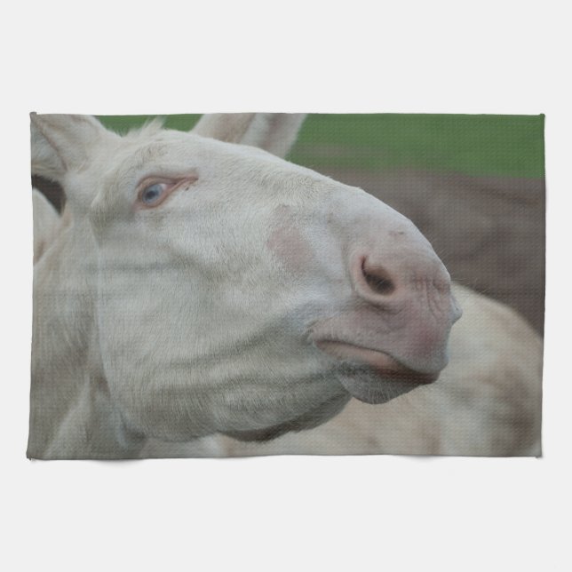 White Baroque Donkey Kitchen Towel (Horizontal)