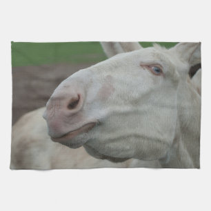 White Baroque Donkey Kitchen Towel