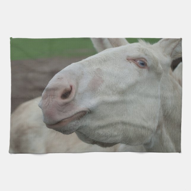 White Baroque Donkey Kitchen Towel (Horizontal)