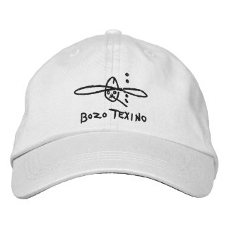 white baseball cap with embroidered bozo texino