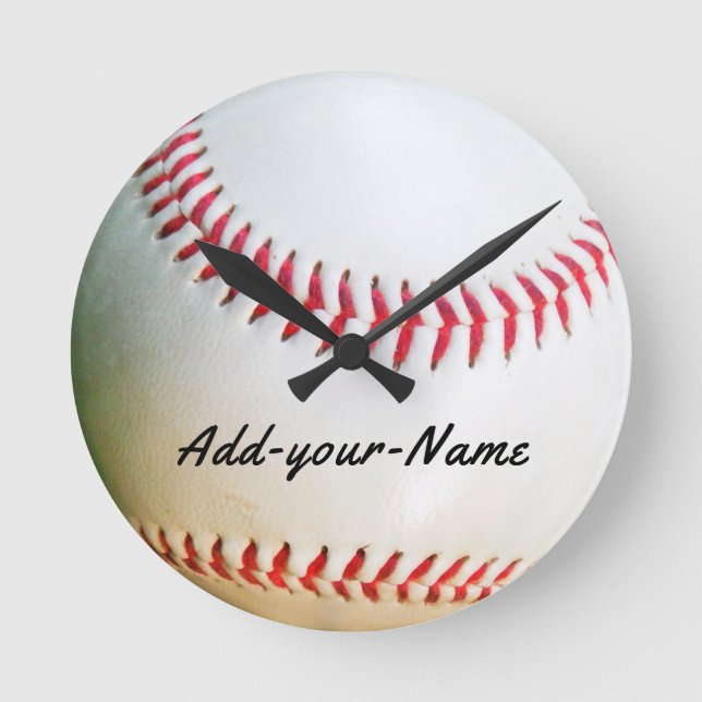 White Baseball clock add your name (Front)