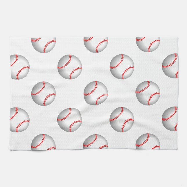 White Baseball Red Stitching Kitchen Towel (Horizontal)