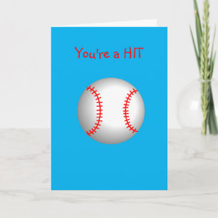 White Baseball Red Stitching You're a HIT Card