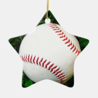 White Baseball with Red Stitching Ceramic Ornament