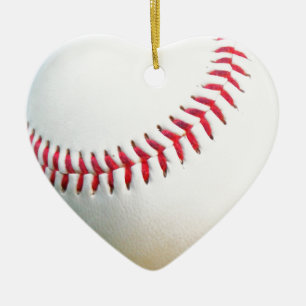 White Baseball with Red Stitching Ceramic Ornament