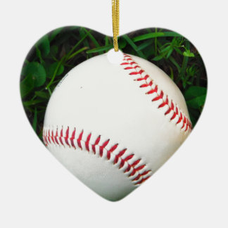 White Baseball with Red Stitching Ceramic Ornament