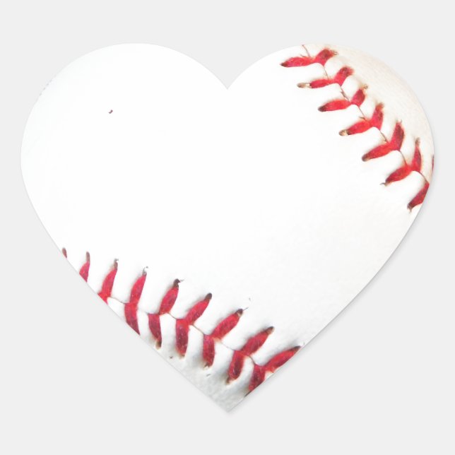 White Baseball with Red Stitching Heart Sticker (Front)