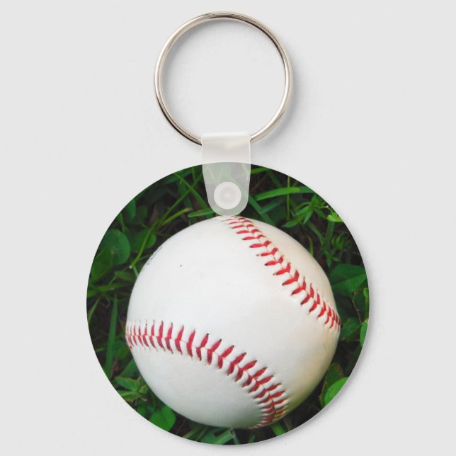White Baseball with Red Stitching Keychain (Front)