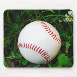 White Baseball with Red Stitching Mouse Pad