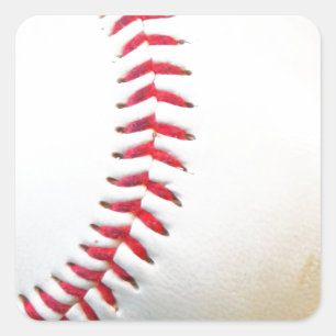 White Baseball with Red Stitching Square Sticker
