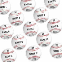 white baseballs set 13 personalized player names