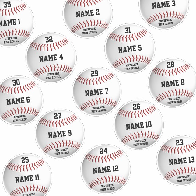 white baseballs set 13 personalized player names (Creator Uploaded)
