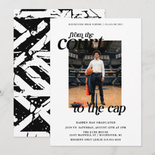 White Basketball Graduation Court to the Cap Invitation
