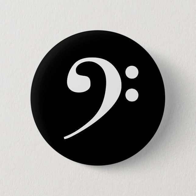 White Bass Clef 2 Inch Round Button (Front)