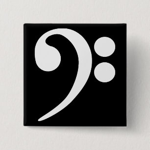 White Bass Clef 2 Inch Square Button