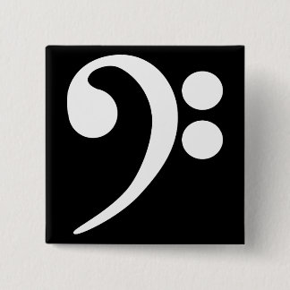 White Bass Clef 2 Inch Square Button