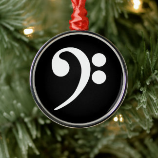 White Bass Clef Metal Ornament