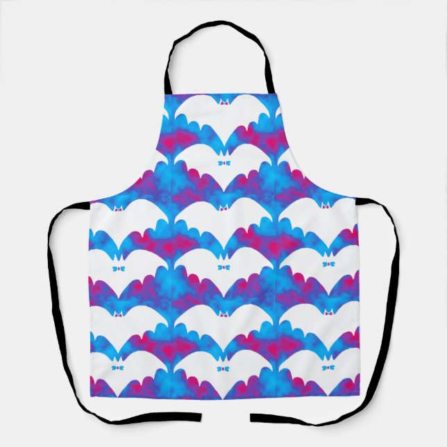 White Bats And Bows Blue Pink Apron (Front)