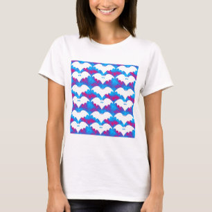 White Bats And Bows Blue Pink T-Shirt