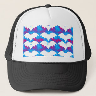 White Bats And Bows Blue Pink Trucker Hat
