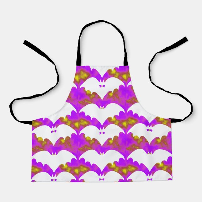 White Bats And Bows Pink Yellow Apron (Front)