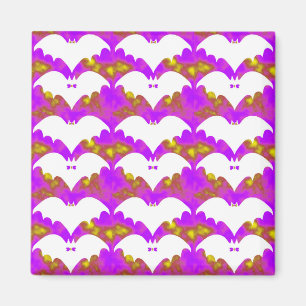White Bats And Bows Pink Yellow Magnet
