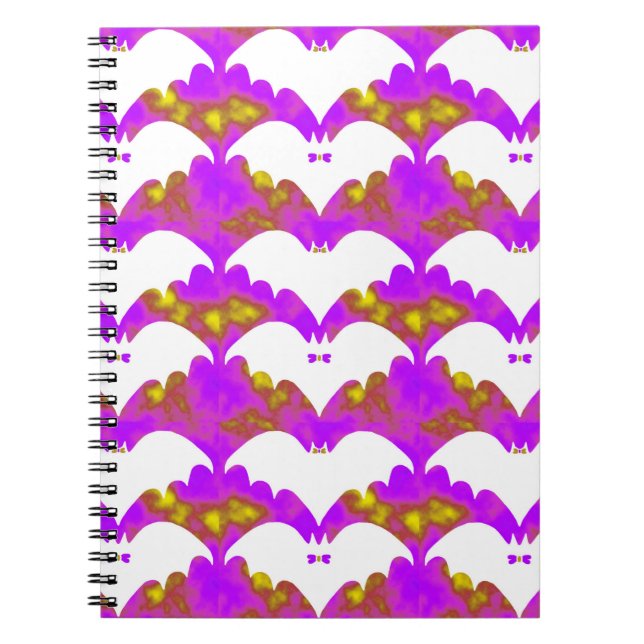 White Bats And Bows Pink Yellow Notebook (Front)