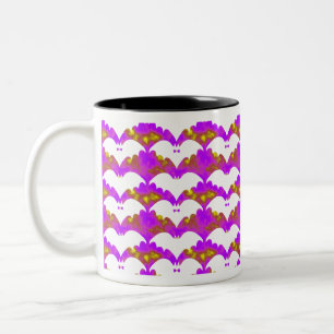White Bats And Bows Pink Yellow Two-Tone Coffee Mug