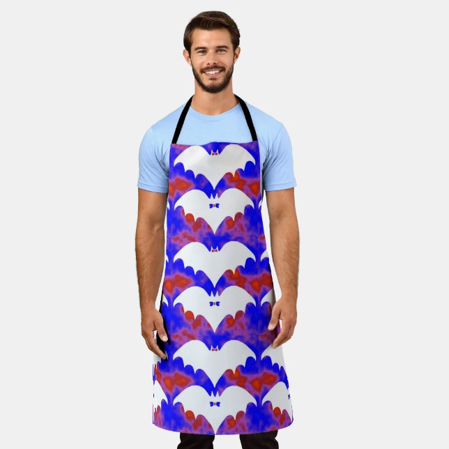 White Bats And Bows Red Blue Apron (Worn)
