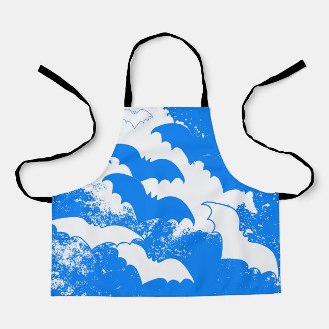 White Bats In Flight Blue Apron (Front)