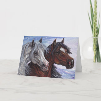WHITE & BAY HORSE Note Card