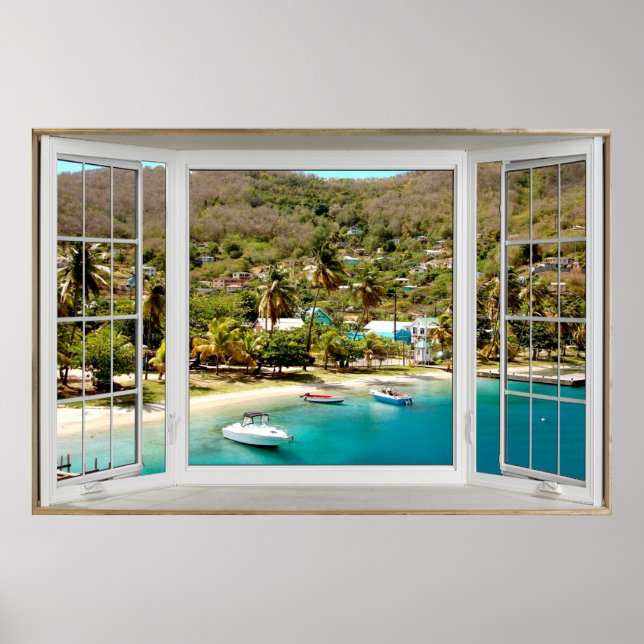 White Bay Window Illusion Caribbean Poster (Front)