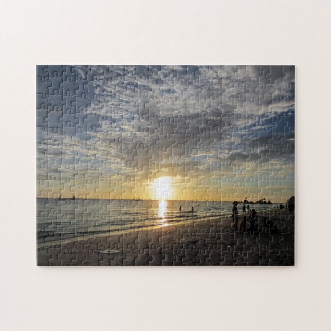 white beach sunset jigsaw puzzle (Horizontal)