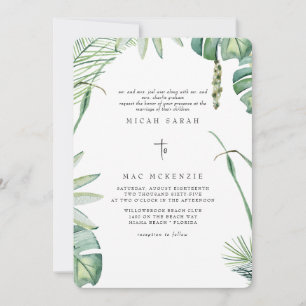 White Beach Tropics Both Parents Wedding Invitation
