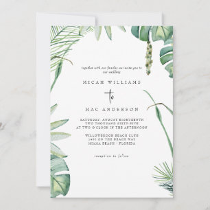 White Beach Tropics No Parents Wedding II Invitation