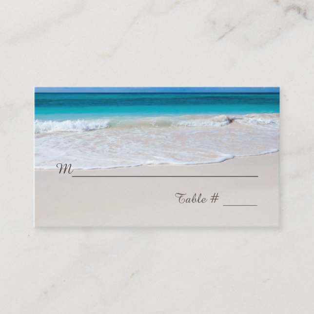 White Beach Wedding Reception Place Card (Front)
