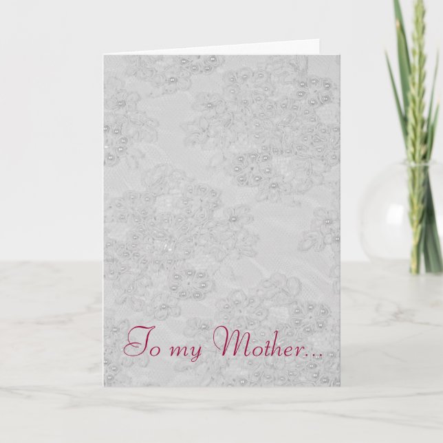 White Beaded Lace Feminine Mother's Day Card (Front)