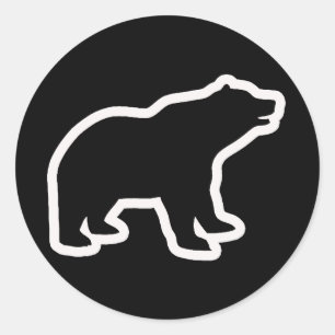 WHITE BEAR OUTLINE CLASSIC ROUND STICKER